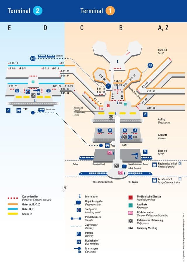 Mapa do terminal do aeroporto de Frankfurt
