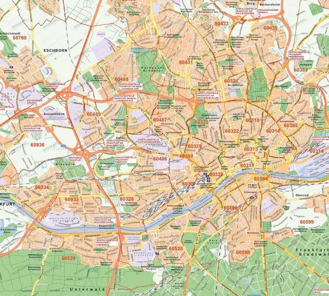 Mapa de códigos postais de Frankfurt