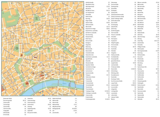 Mapa das ruas de Frankfurt